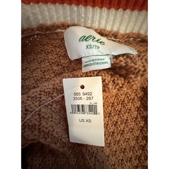 AERIE Oversized Varsity Letterman‎ Boyfriend Button Up Cardigan Orange XS NWT - Picture 7 of 11